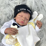 Bebé Reborn Niño Mestizo Muñeco - 48 cm - Con Pelo - Niño - Ojos Cerrados - Piel Negra