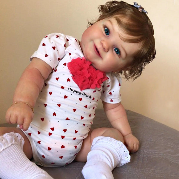 Muñeca Reborn Niña Realista - 50 cm - Con Pelo - Niña - Ojos Abiertos - Piel Blanca