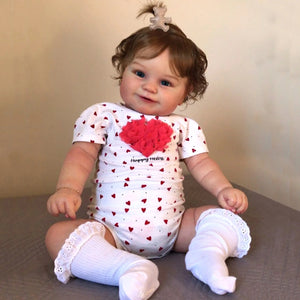 Muñeca Reborn Niña Realista - 50 cm - Con Pelo - Niña - Ojos Abiertos - Piel Blanca